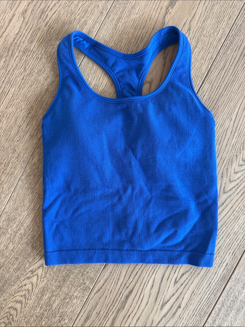 Women’s Racerback Tank Topwith Built in Bra  in Bright Blue size L
